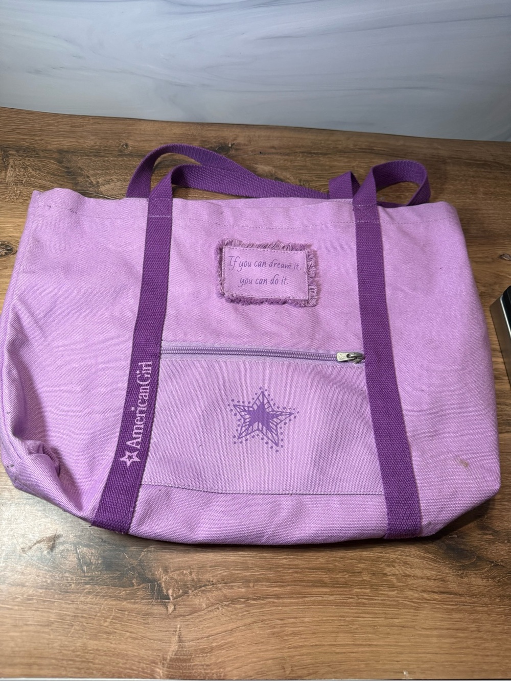 American Girl Purple Canvas Tote Bag If You Can Dream It You Can Do It